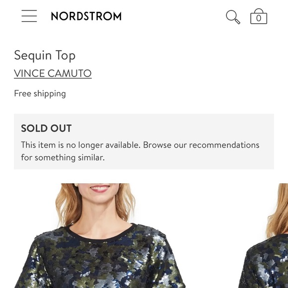 NWT. VINCE CAMUTO Sequins Top Military Green Color - Picture 3 of 9